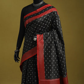Black - mercerised cotton handloom pochampally ikat saree