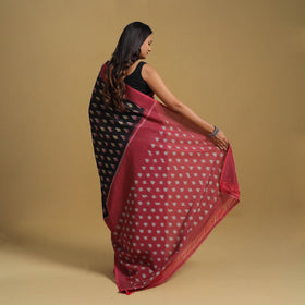 Black Mercerised Cotton Handloom Pochampally Ikat Saree