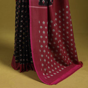 Black - mercerised cotton handloom pochampally ikat saree