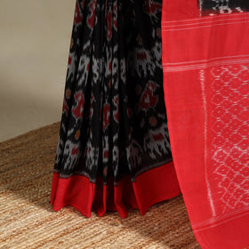 Black - mercerised cotton handloom pochampally ikat saree