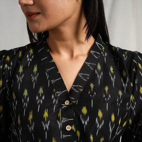 Buy Black Mercerised Cotton Pochampally Ikat Crop Top