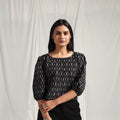 Buy Black Mercerised Cotton Pochampally Ikat Crop Top