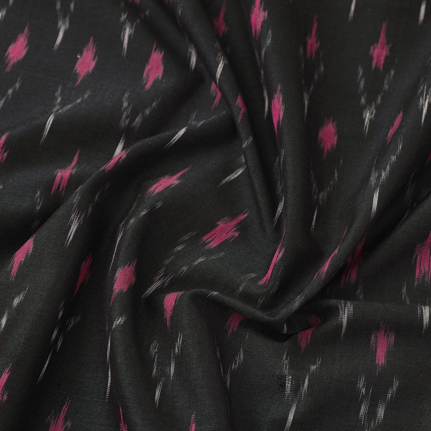  Black Mercerised Cotton Pochampally Ikat Fabric