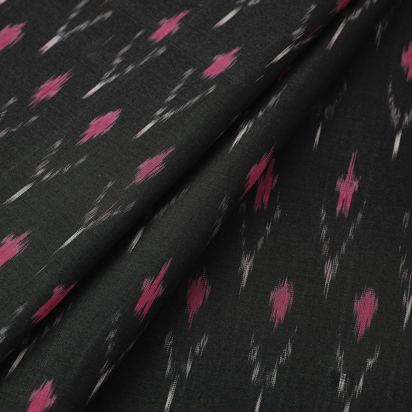  Black Mercerised Cotton Pochampally Ikat Fabric