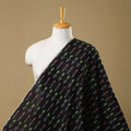 Black Mercerised Cotton Pochampally Ikat Fabric
