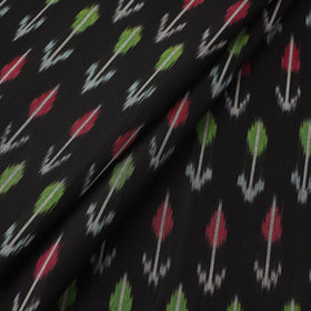Black Mercerised Cotton Pochampally Ikat Fabric