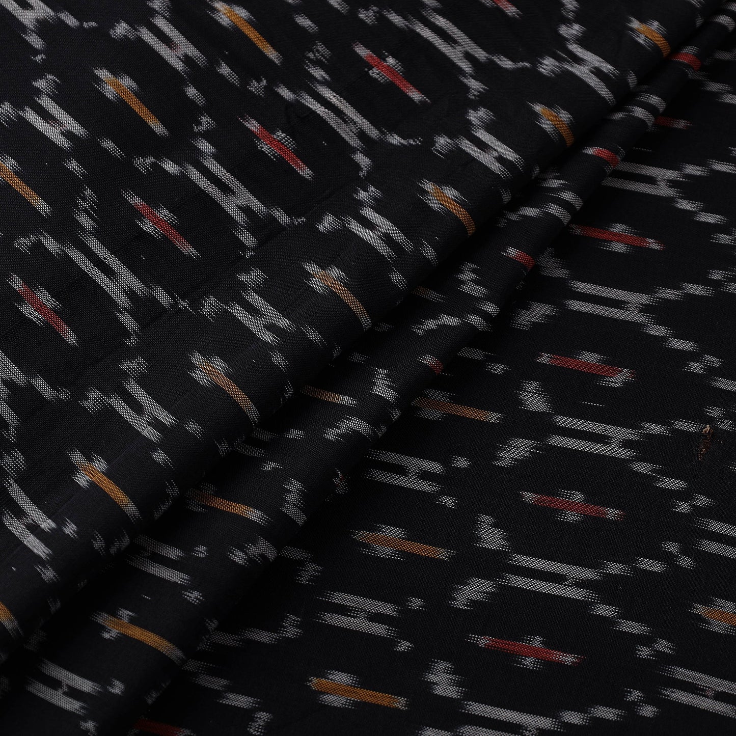  Black Mercerised Cotton Pochampally Ikat Fabric