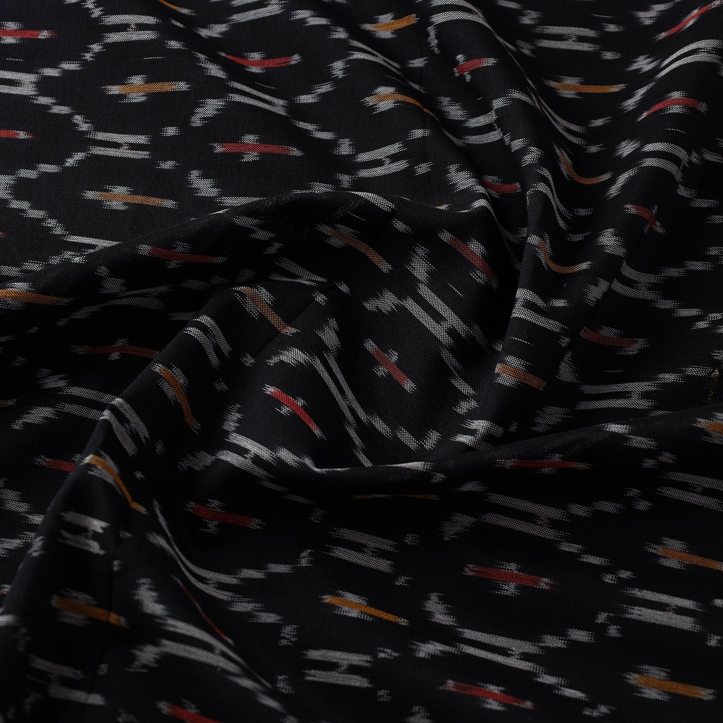  Black Mercerised Cotton Pochampally Ikat Fabric
