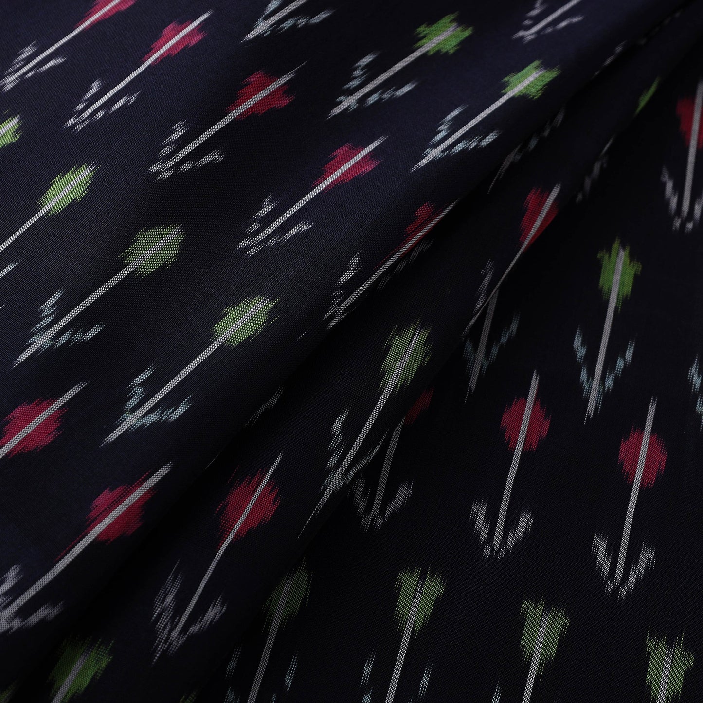  Black Mercerised Cotton Pochampally Ikat Fabric