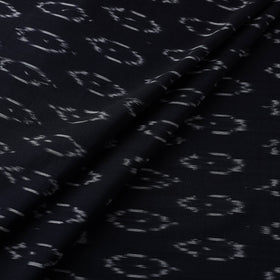 Black Mercerised Cotton Pochampally Ikat Fabric