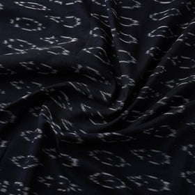 Black Mercerised Cotton Pochampally Ikat Fabric