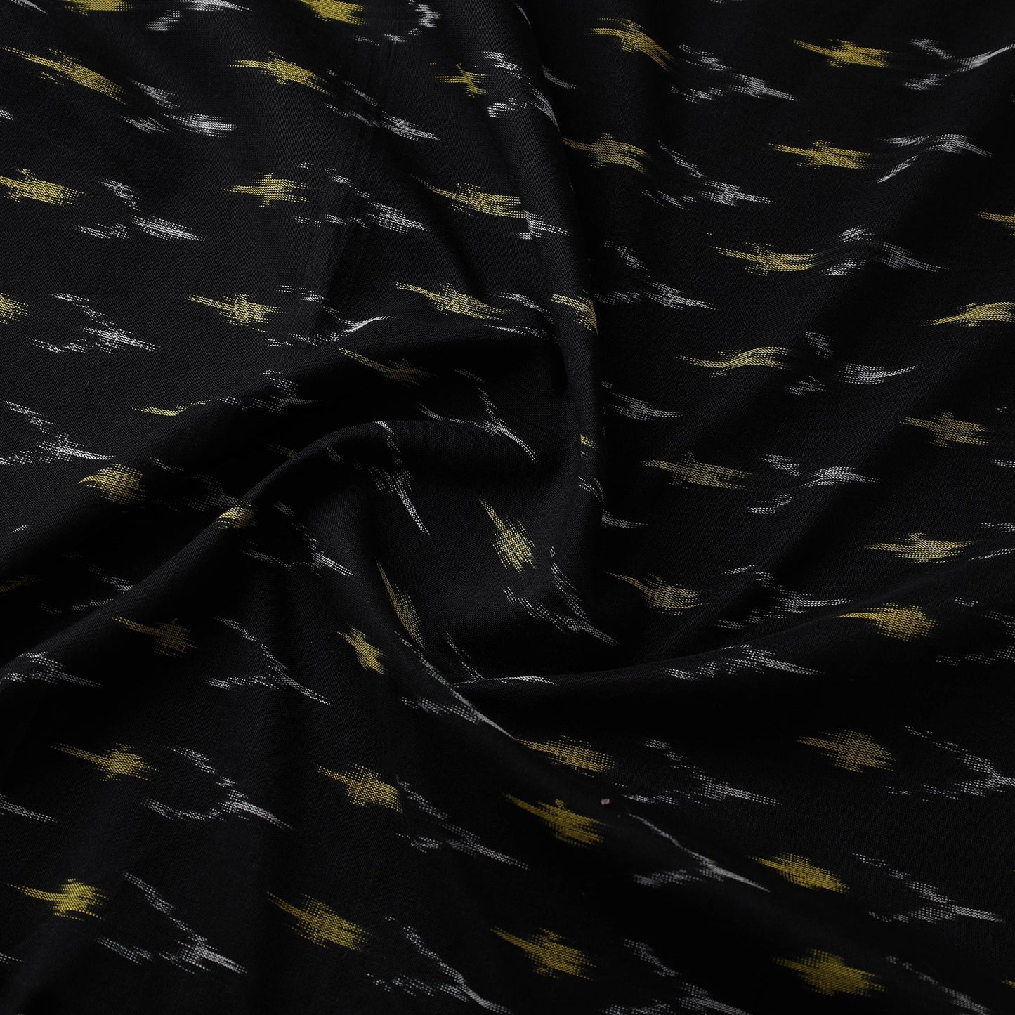  Black Mercerised Cotton Pochampally Ikat Fabric