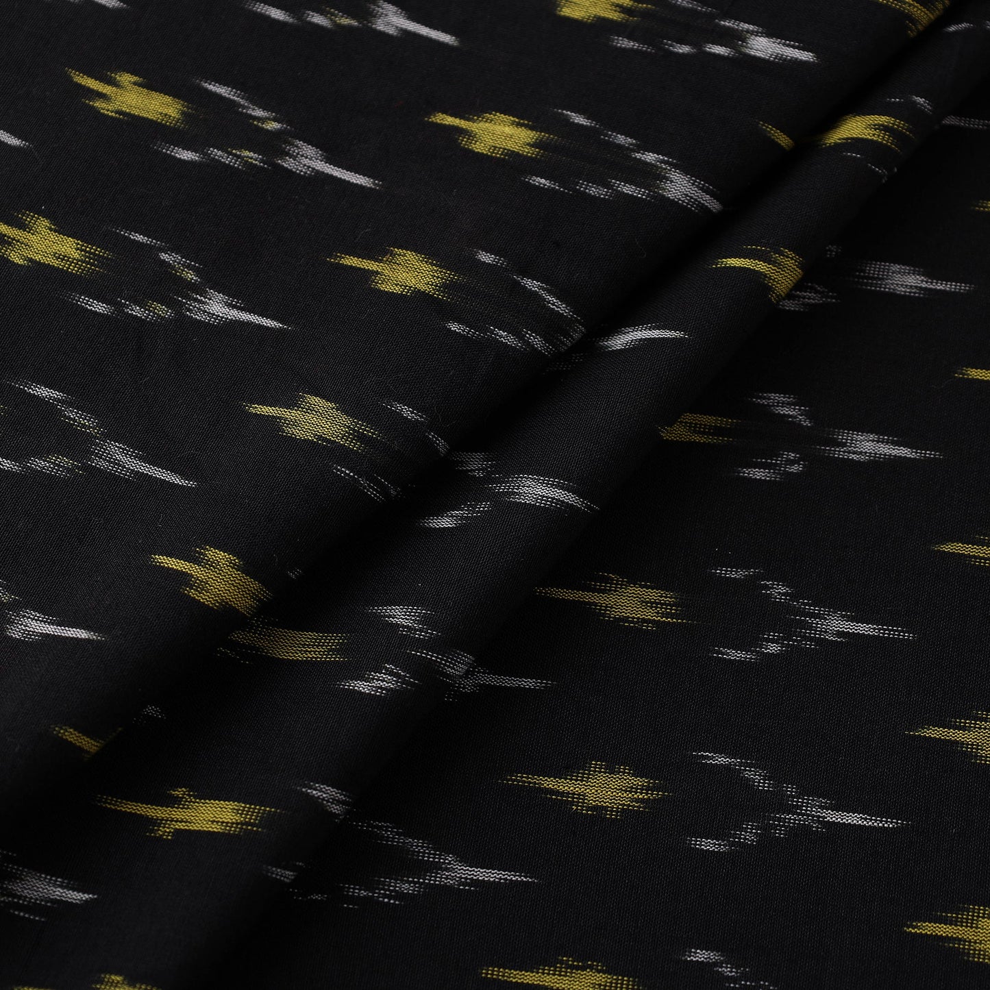  Black Mercerised Cotton Pochampally Ikat Fabric