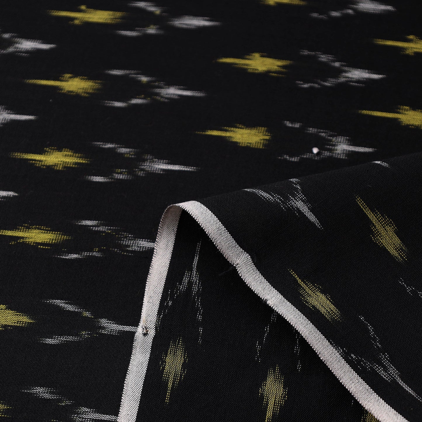  Black Mercerised Cotton Pochampally Ikat Fabric