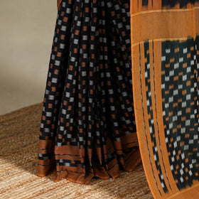 Black - mercerised cotton pochampally ikat saree 12