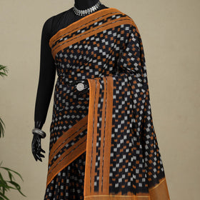 Black - mercerised cotton pochampally ikat saree 12