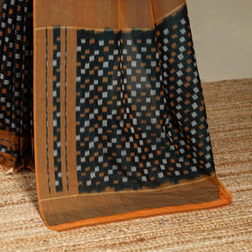 Black - mercerised cotton pochampally ikat saree 12