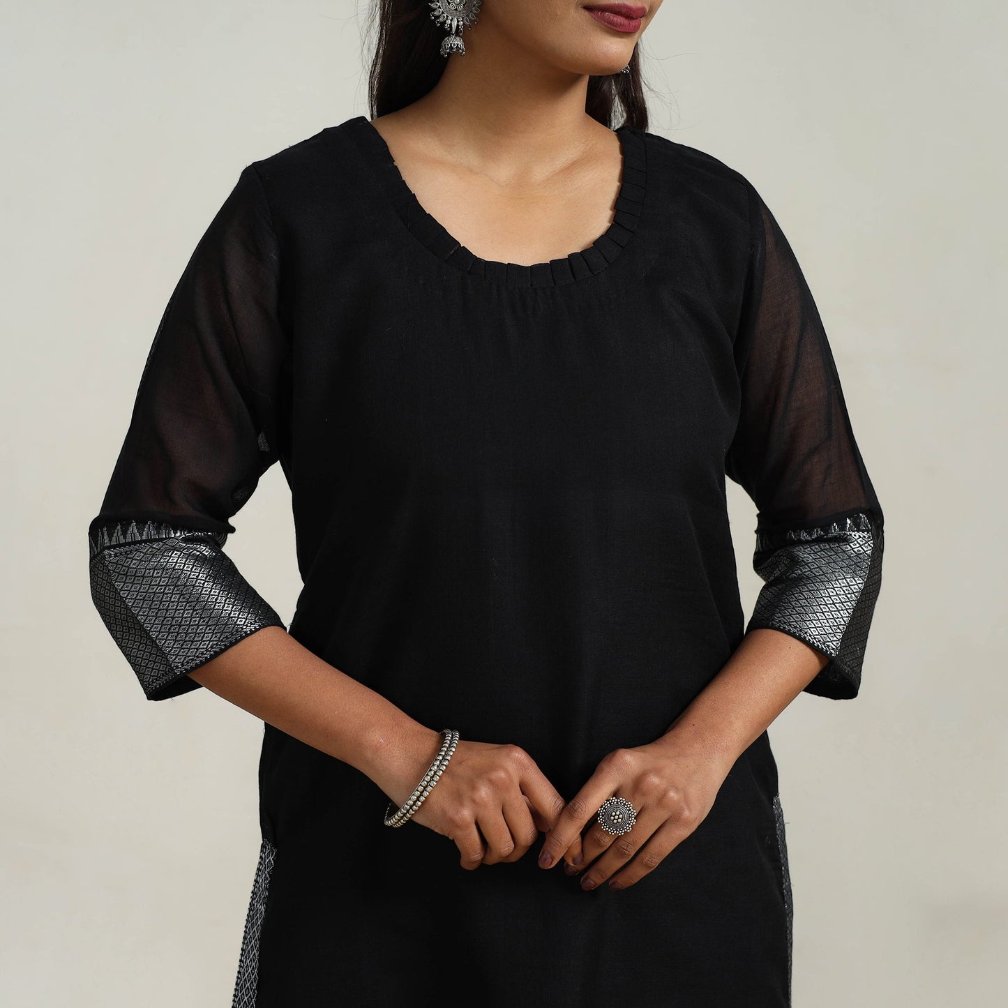 Black - mercerised cotton straight dharwad kurta 01
