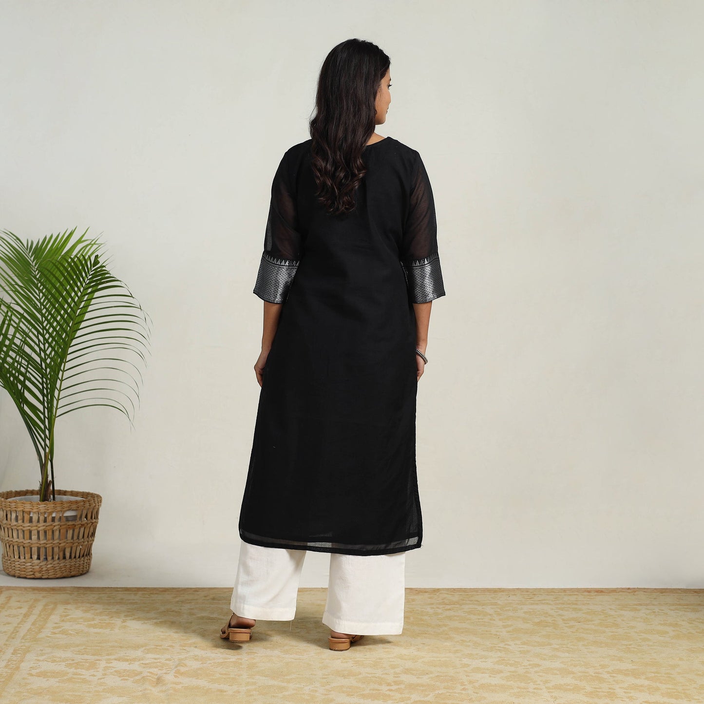 Black - mercerised cotton straight dharwad kurta 01