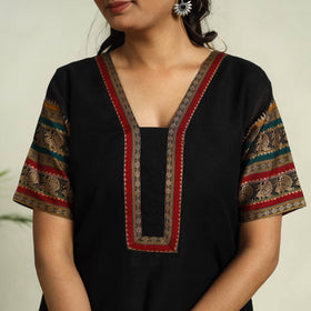  Black Mercerised Cotton Straight Dharwad Kurta