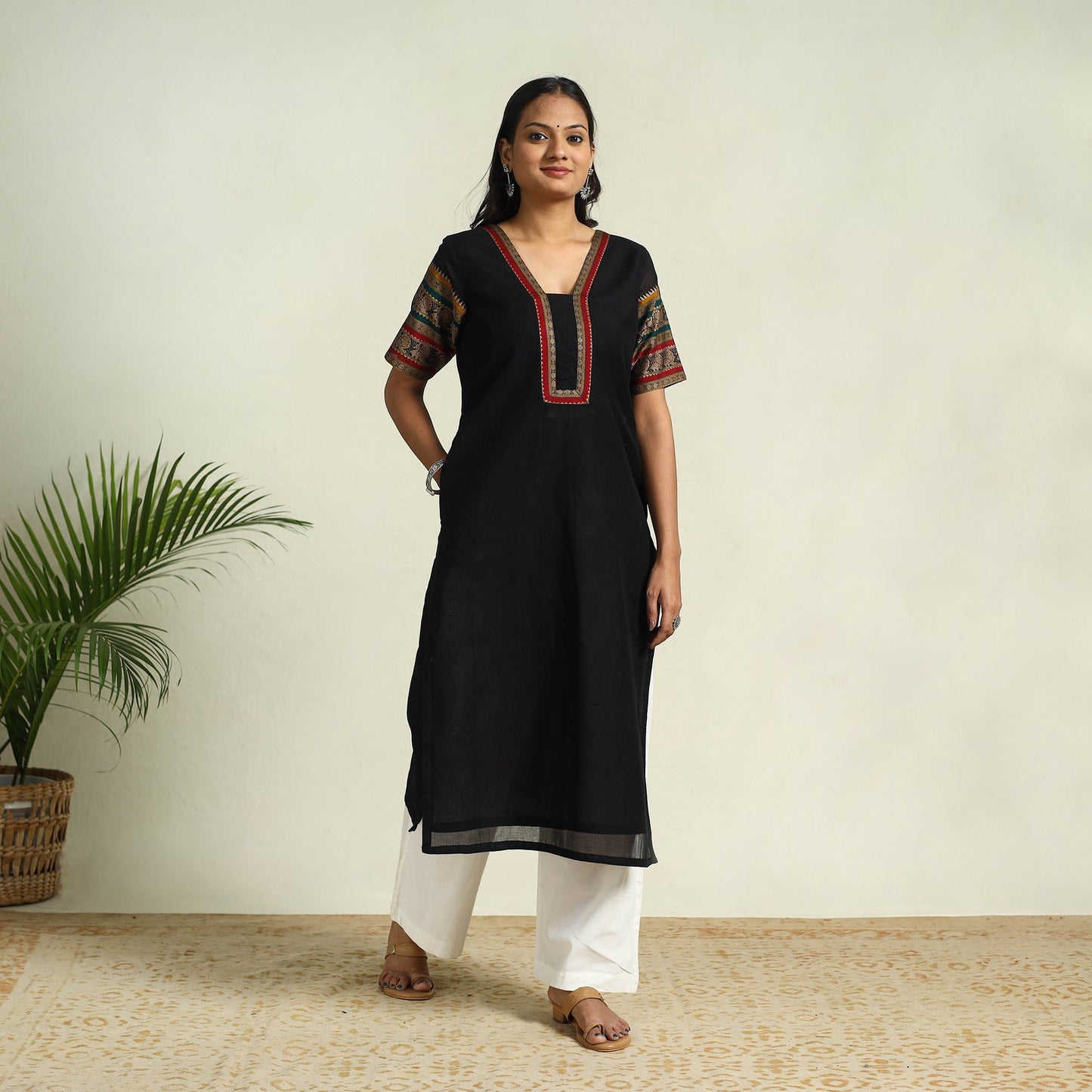  Black Mercerised Cotton Straight Dharwad Kurta