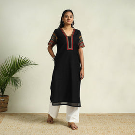  Black Mercerised Cotton Straight Dharwad Kurta