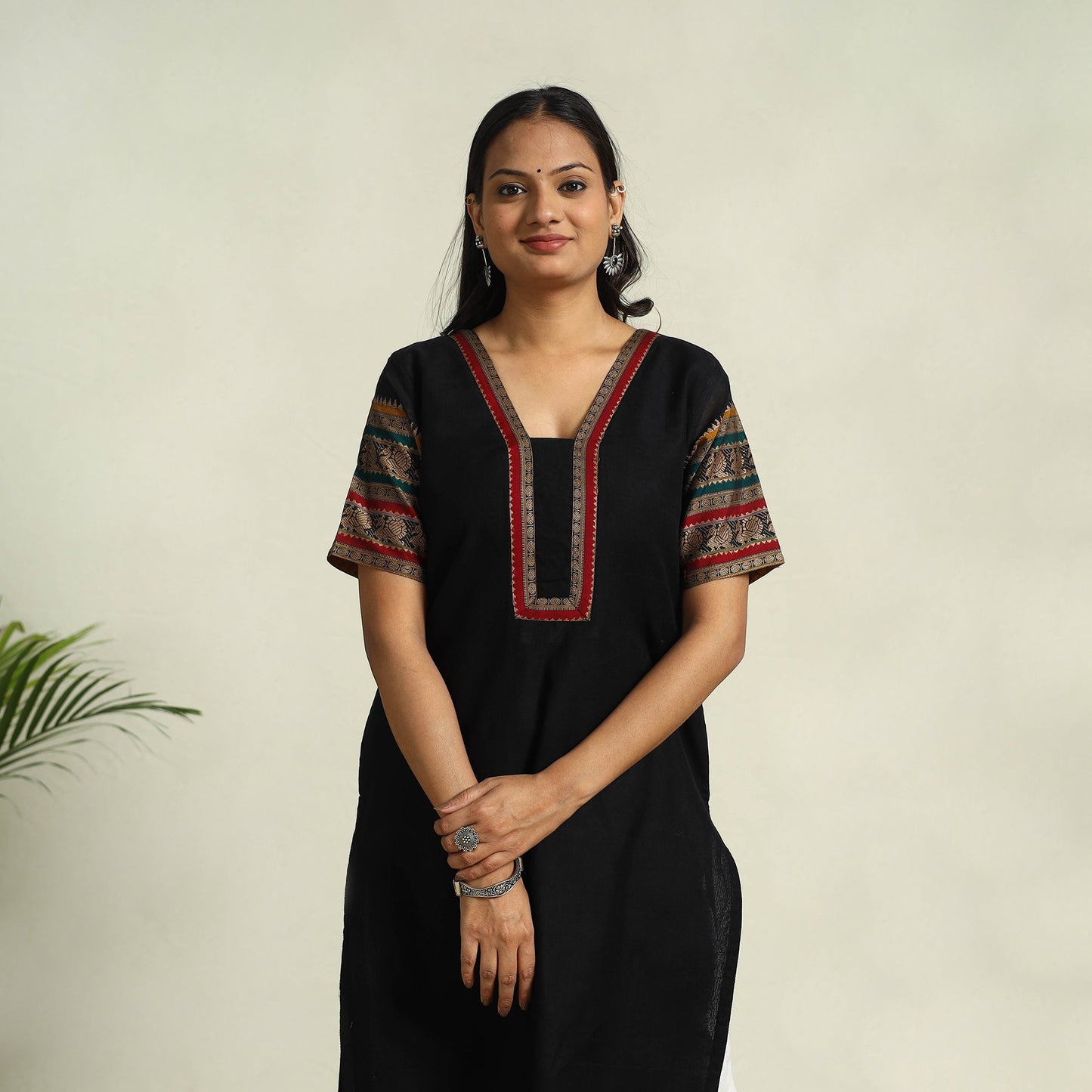  Black Mercerised Cotton Straight Dharwad Kurta