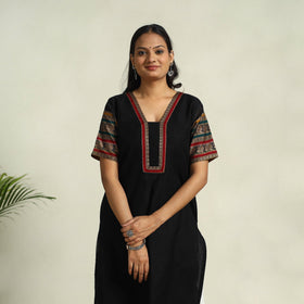  Black Mercerised Cotton Straight Dharwad Kurta