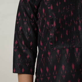 Buy Black Mercerised Cotton Straight Pochampally Ikat Kurta