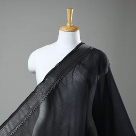  Black Mercerised Cotton Zari Border Dharwad Fabric