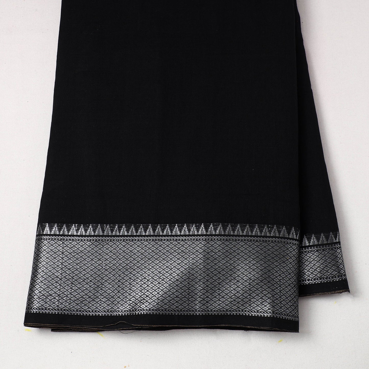  Black Mercerised Cotton Zari Border Dharwad Fabric