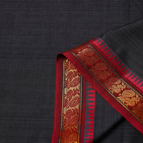  Black Mercerised Cotton Zari Border Dharwad Fabric