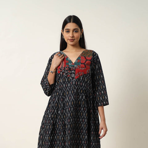  Mercerized Cotton Flared Pochampally Ikat Dress
