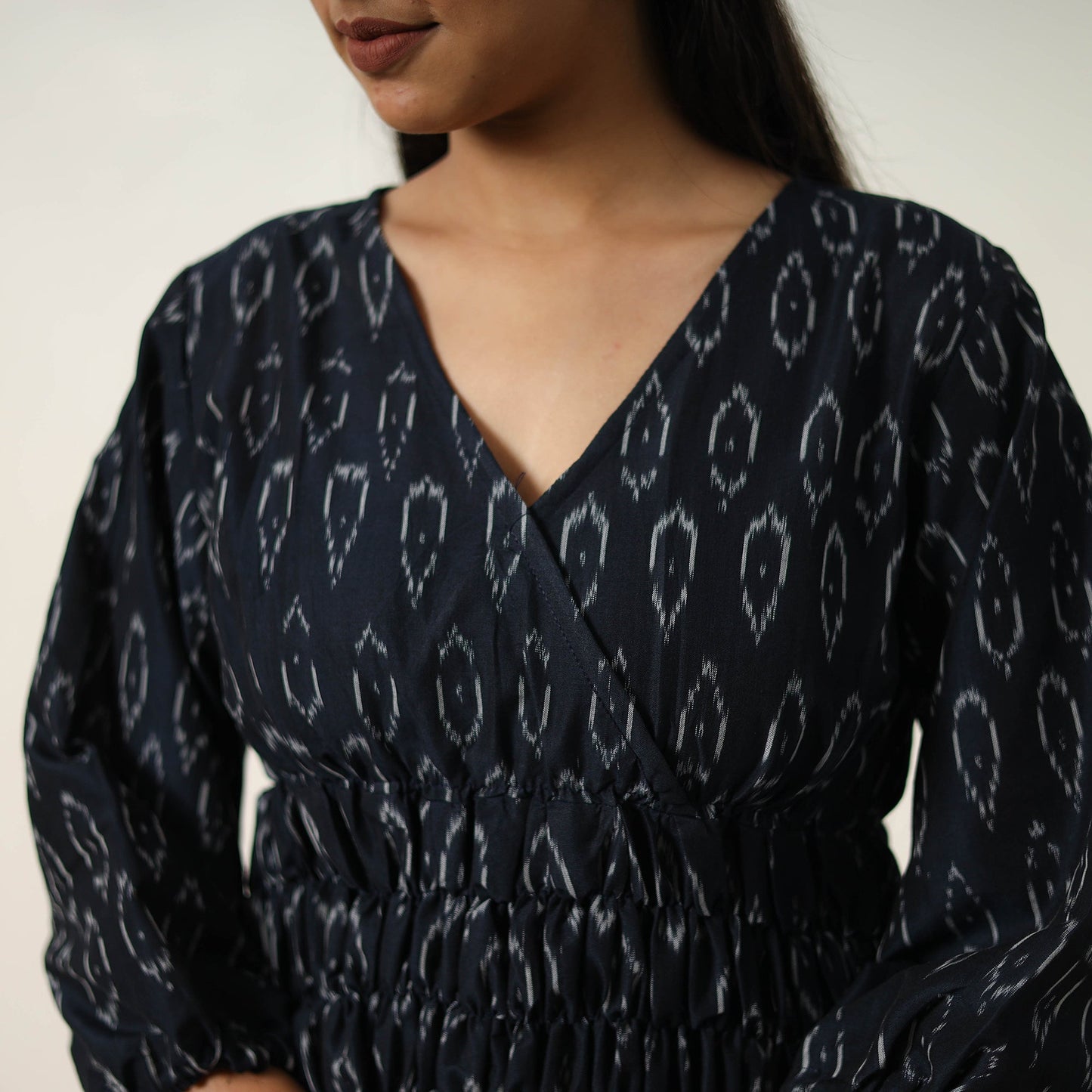  Mercerized Cotton Flared Pochampally Ikat Dress