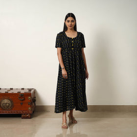  Mercerized Cotton Flared Pochampally Ikat Dress