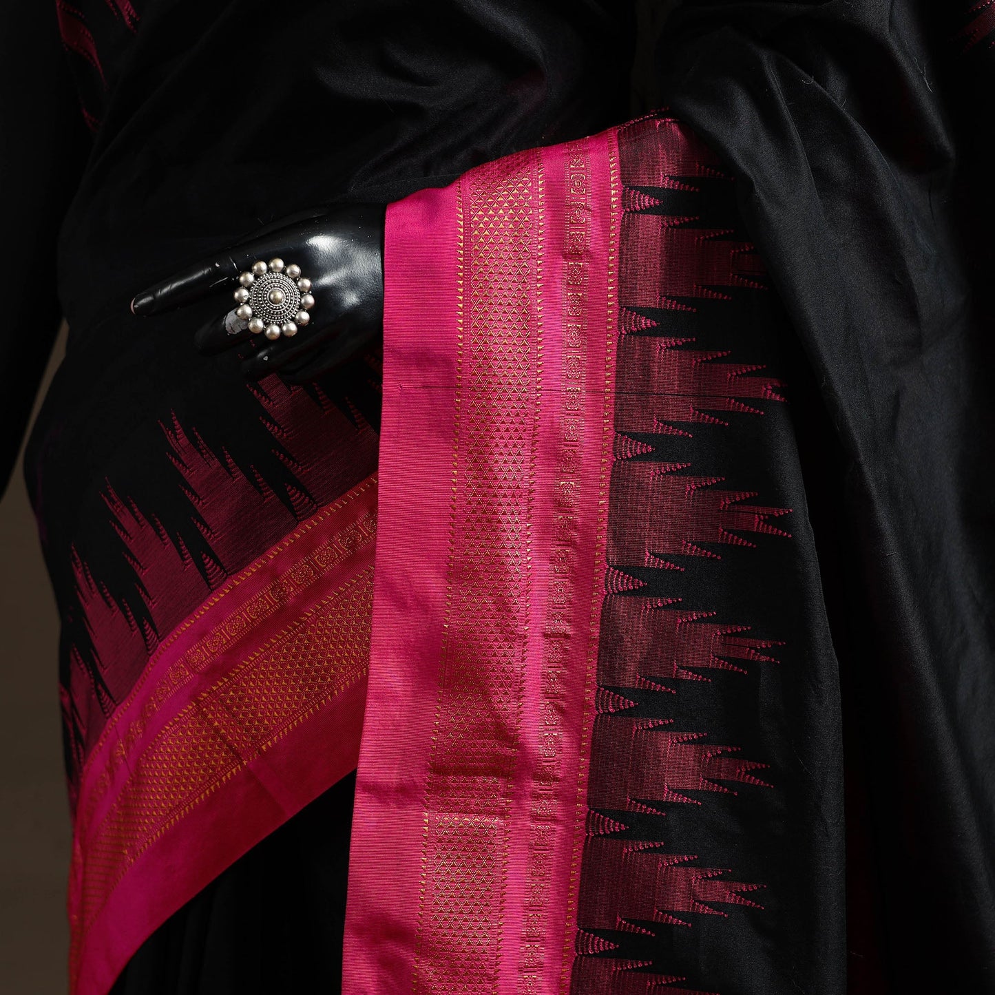 Mercerized cotton gadwal ilkal saree with temple zari