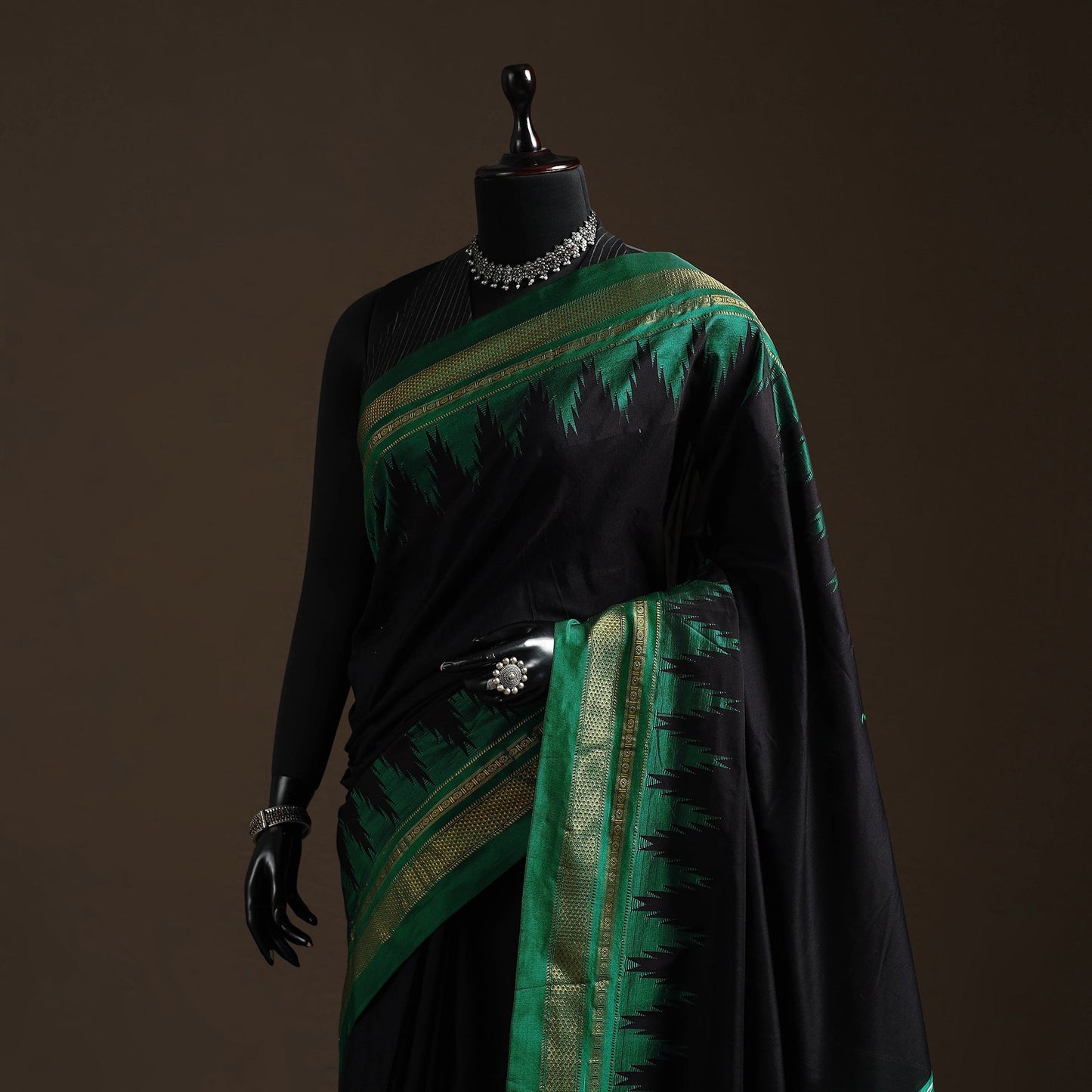 Mercerized cotton gadwal ilkal saree with temple zari