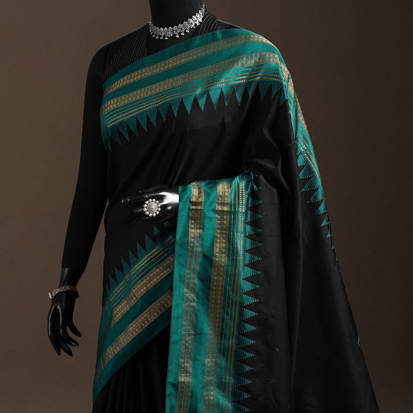 Mercerized cotton ilkal saree with rudraksha border 21