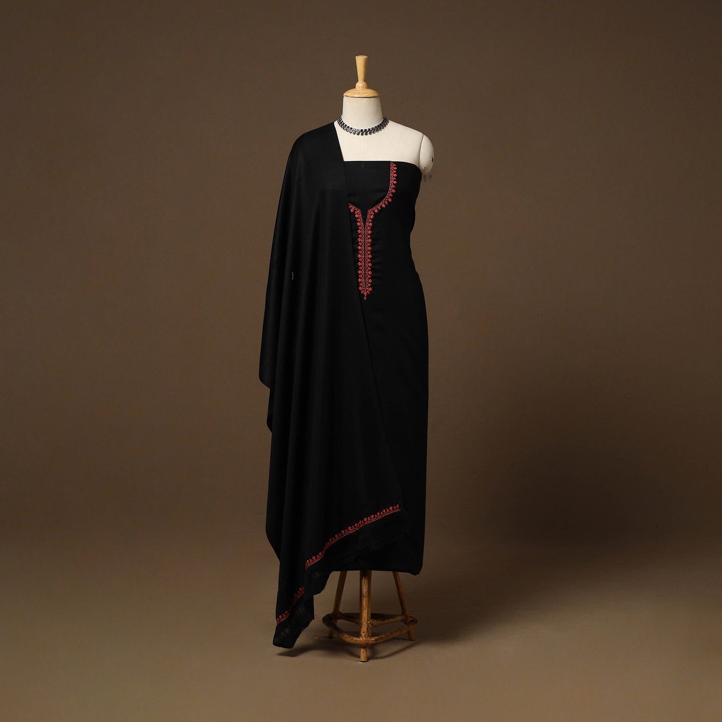 Merino wool hand embroidery 3pc unstitched dress material