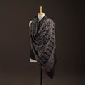Black - merino wool natural dyed handwoven hand shawl 01
