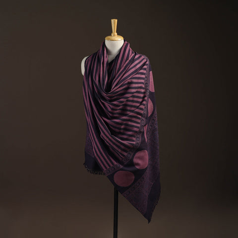 Black - merino wool natural dyed handwoven hand shawl 15