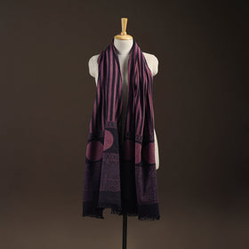 Black - merino wool natural dyed handwoven hand shawl 15