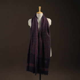 Black - merino wool natural dyed handwoven hand shawl 18