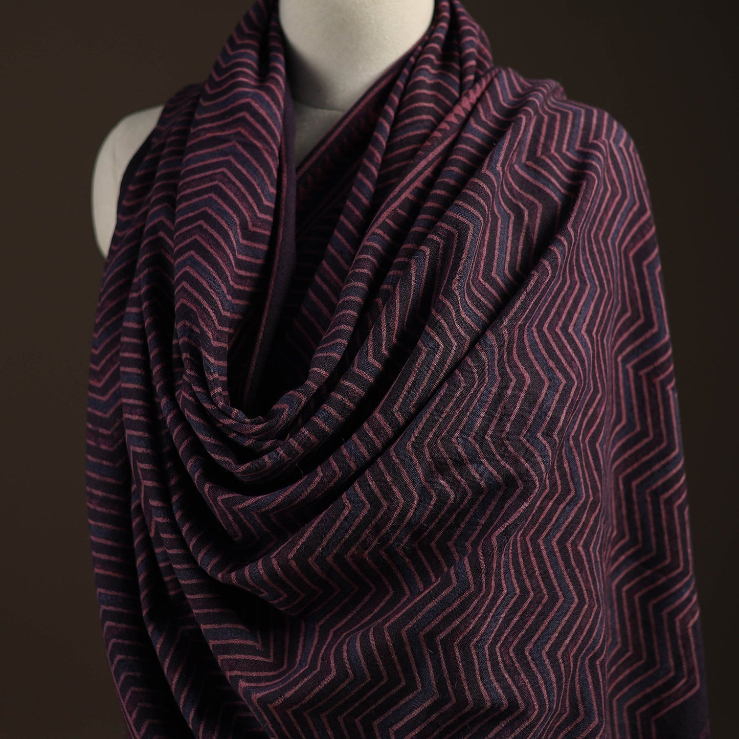Black - merino wool natural dyed handwoven hand shawl 18