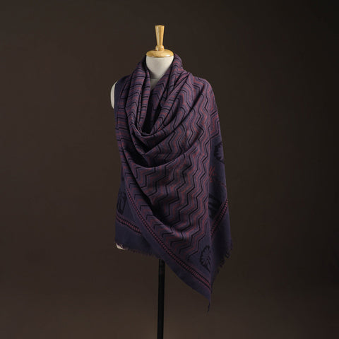 Black - merino wool natural dyed handwoven hand shawl 20