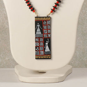  Miniature Hand-painted Wooden Necklace With Beads 