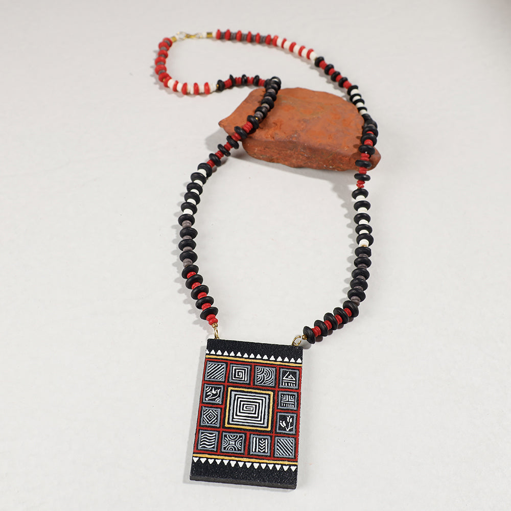  Miniature Handpainted Wooden Necklace With Beads 
