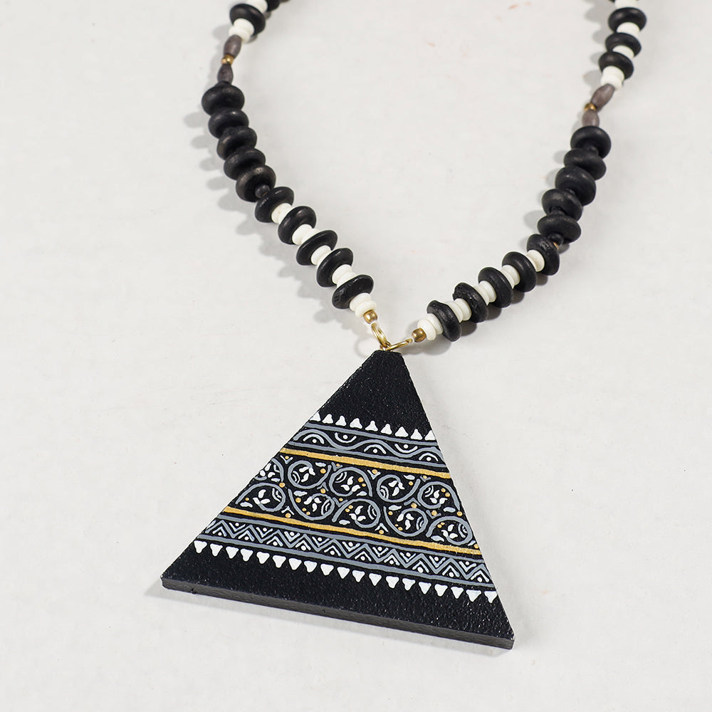  Miniature Handpainted Wooden Necklace With Beads 