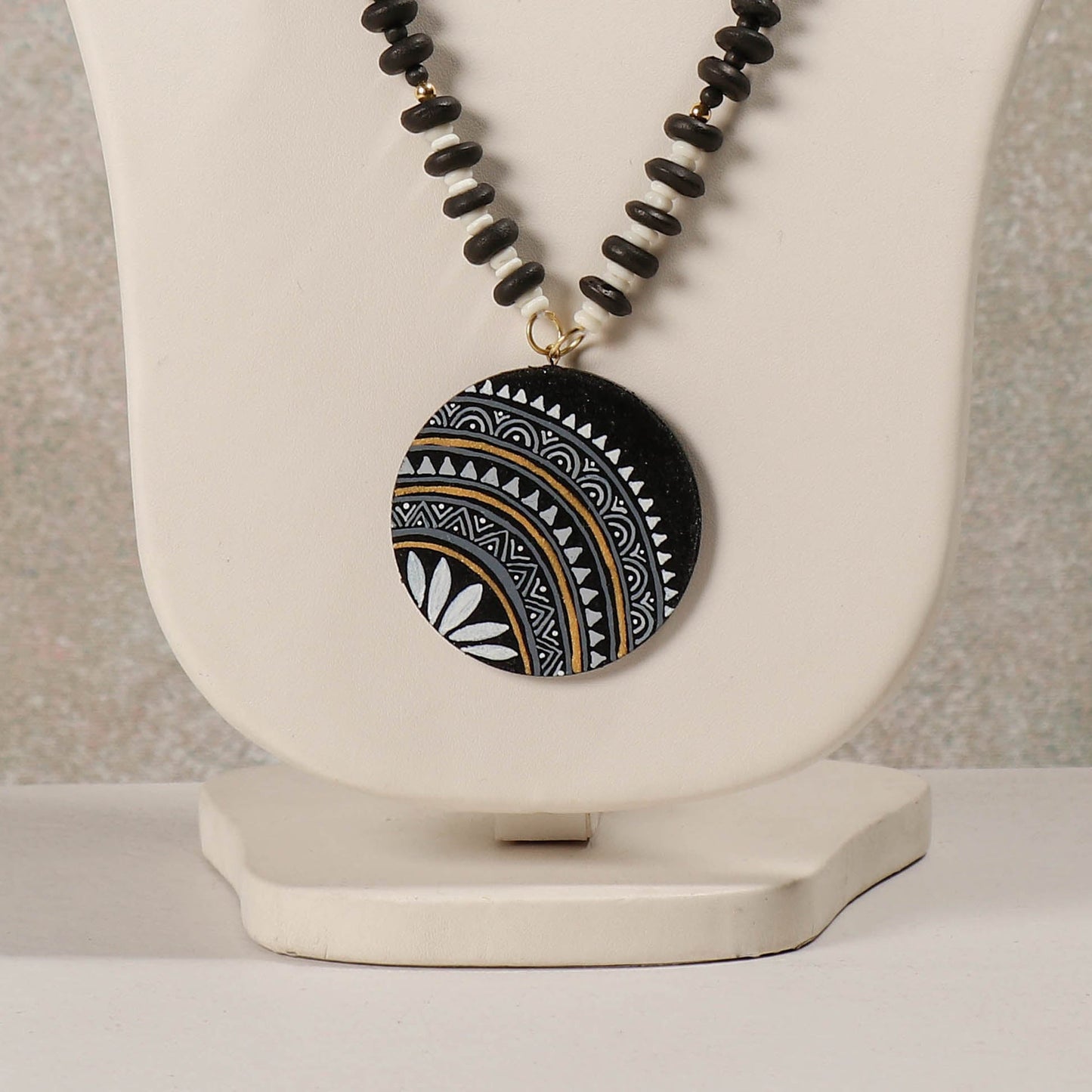 Buy Miniature Hand-painted Wooden Necklace With Beads Online at iTokri.com