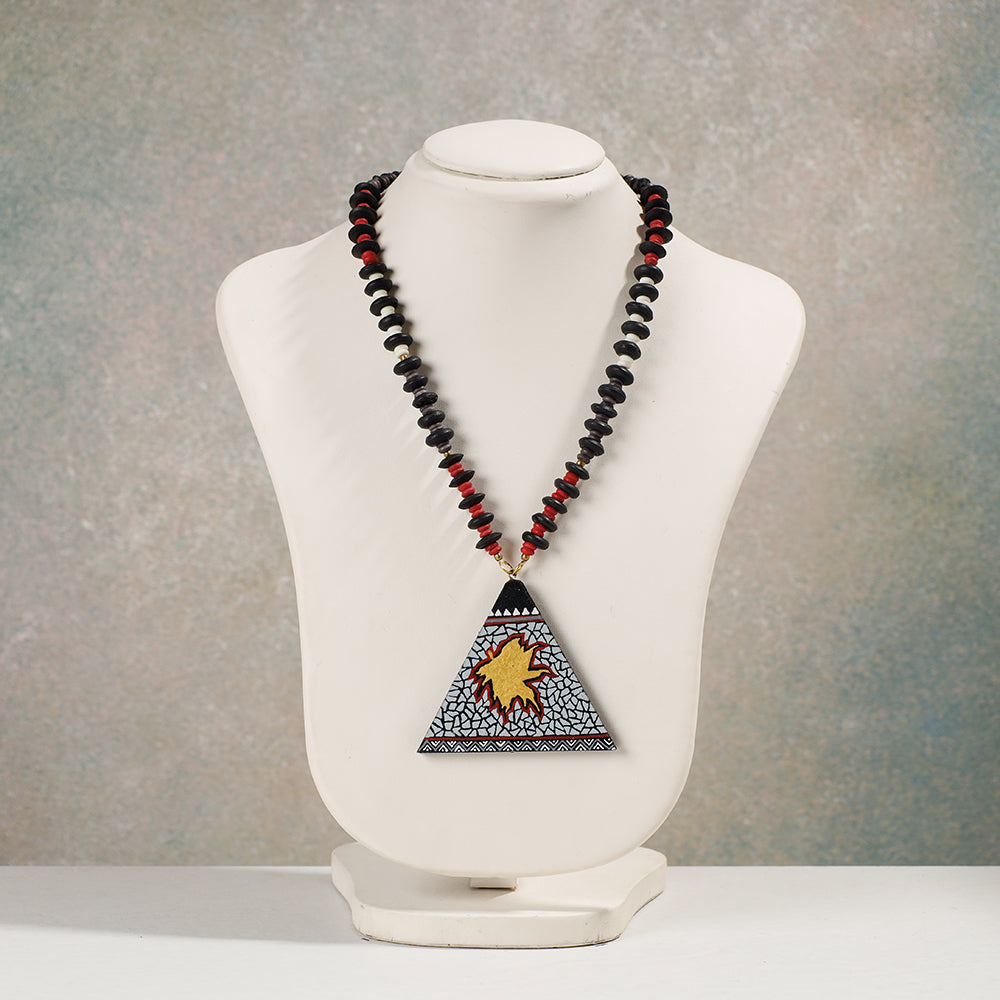  Miniature Handpainted Wooden Necklace With Beads 